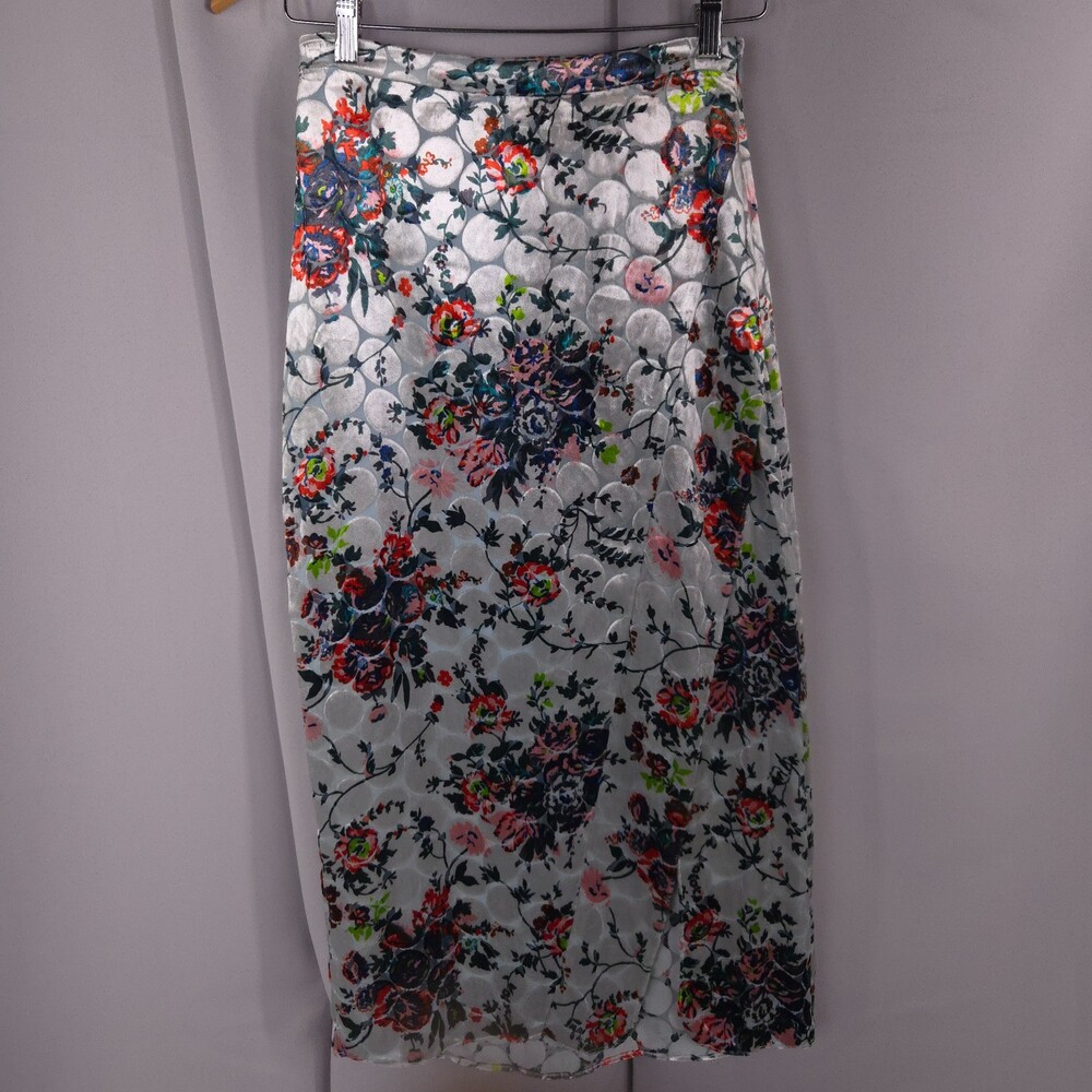 Maeve Velvet Floral Burnout Pencil Midi Skirt Womens 00 2XS Y2K Whimsigoth